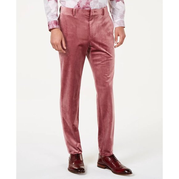 INC Men's Slim-Fit Velvet Pants Pink Size 32 X 32 - Picture 1 of 6